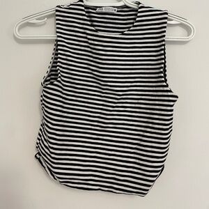 Black and white striped Zara top